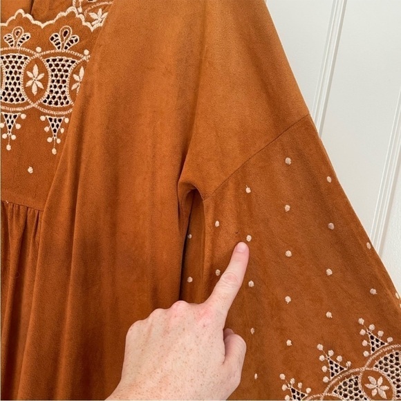 Vintage 1970’s Keyloun eyelit terracotta rust brown boho dress size small - Picture 9 of 14